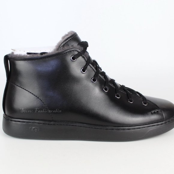 New Men\'s UGG Lining Leather Sneaker Boots, Black, US 9 main image 5